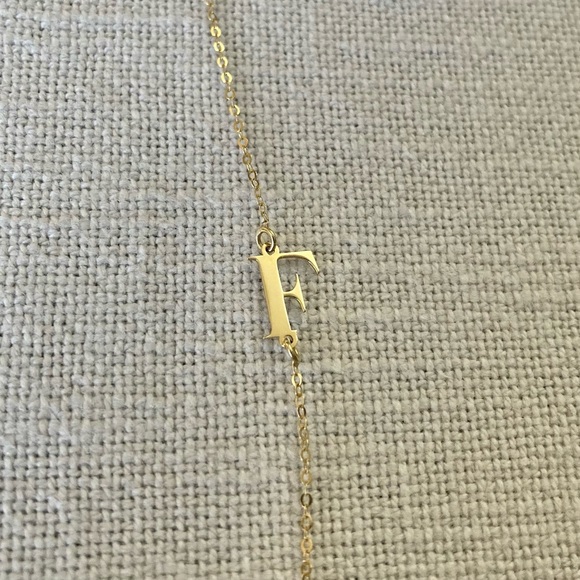 GOLDEN CLEF Asymmetrical Letter F Initial Pendant Necklace 14k Gold ITALY $199 - Picture 5 of 15